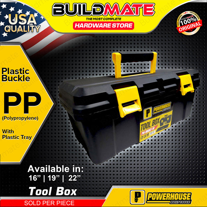 BUILDMATE Powerhouse Tool Box 16" / 19" / 22" Plastic Buckle Tools Storage Stackable Plastic Tool Kit Organizer Box PH-VAULT - PHHT