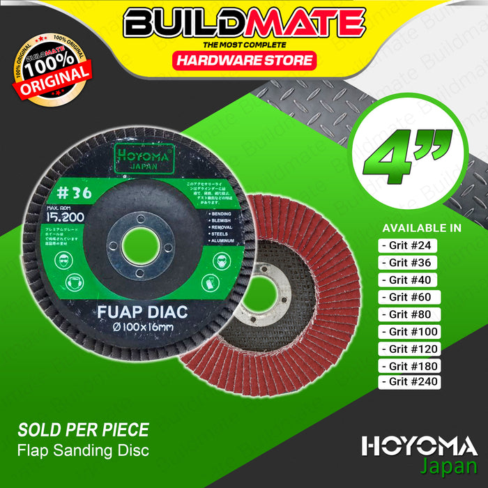 HOYOMA Flap Sanding Disc Sand Paper #4 GRIT #40 | #180 | #240 SOLD PER PIECE •BUILDMATE• HYMA