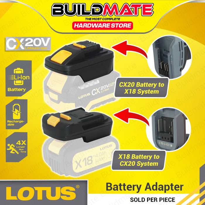 BUILDMATE Lotus Battery Adapter CX20 Battery to X18 System / X18 Battery to CX20 System for Cordless Tool XT100 / XT200  - LCPT