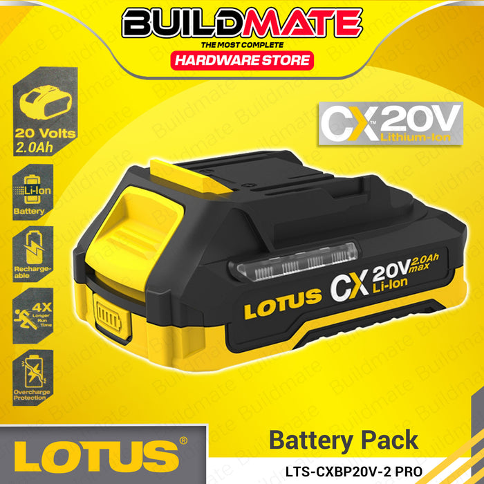 BUILDMATE Lotus 20V Max Lithium-Ion Battery Pack 2.0Ah / 4.0Ah Rechargeable Batteries for Cordless Tools CXBP20V-2 Pro / CXBP20V-4 Pro - LCPT