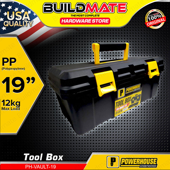 BUILDMATE Powerhouse Tool Box 16" / 19" / 22" Plastic Buckle Tools Storage Stackable Plastic Tool Kit Organizer Box PH-VAULT - PHHT