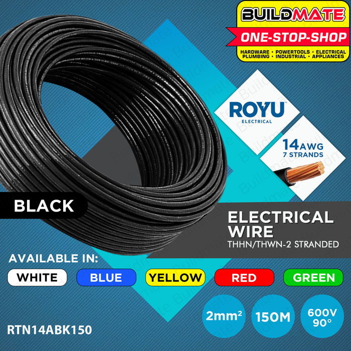 BUILDMATE Royu THHN / THWN-2 Stranded Wire Gauge #14 AWG 2.0mm2 150 Meters Electrical THHN Stranded Cable Wires Copper Lead Free Copper Wire Electrical Wire Copper Cable [SOLD PER BOX]