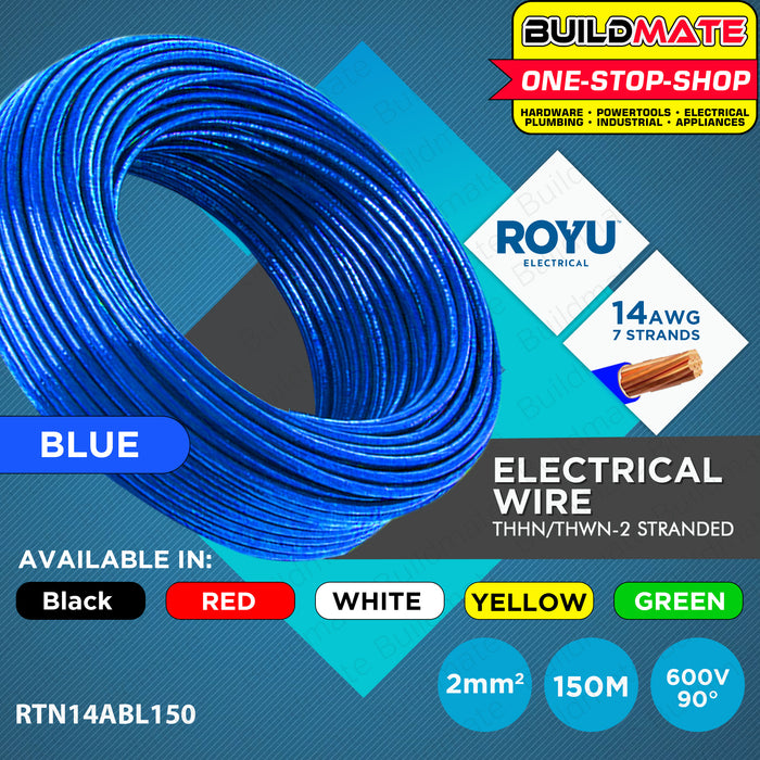 BUILDMATE Royu THHN / THWN-2 Stranded Wire Gauge #14 AWG 2.0mm2 150 Meters Electrical THHN Stranded Cable Wires Copper Lead Free Copper Wire Electrical Wire Copper Cable [SOLD PER BOX]