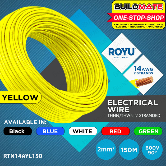 BUILDMATE Royu THHN / THWN-2 Stranded Wire Gauge #14 AWG 2.0mm2 150 Meters Electrical THHN Stranded Cable Wires Copper Lead Free Copper Wire Electrical Wire Copper Cable [SOLD PER BOX]