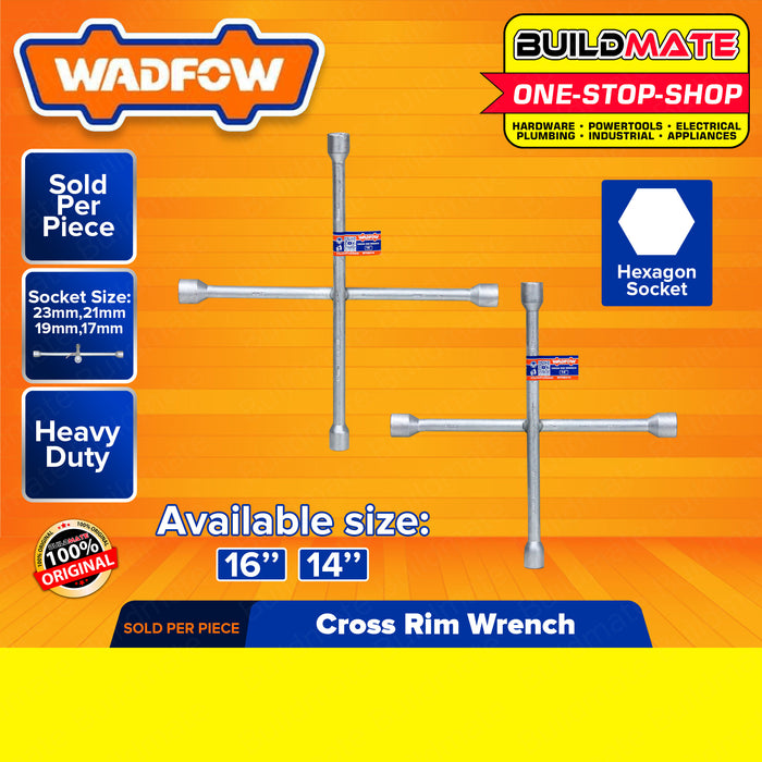 WADFOW Cross Rim Wrench 14" Inch | 16" Inch [SOLD PER PIECE] Lug Wrench 4-Way Cross Tire Iron Wrench Lug Nut Wrench for Tire Changing Extra Leverage Steel Cross Wrench WTH8314 | WTH8316 •BUILDMATE• WHT