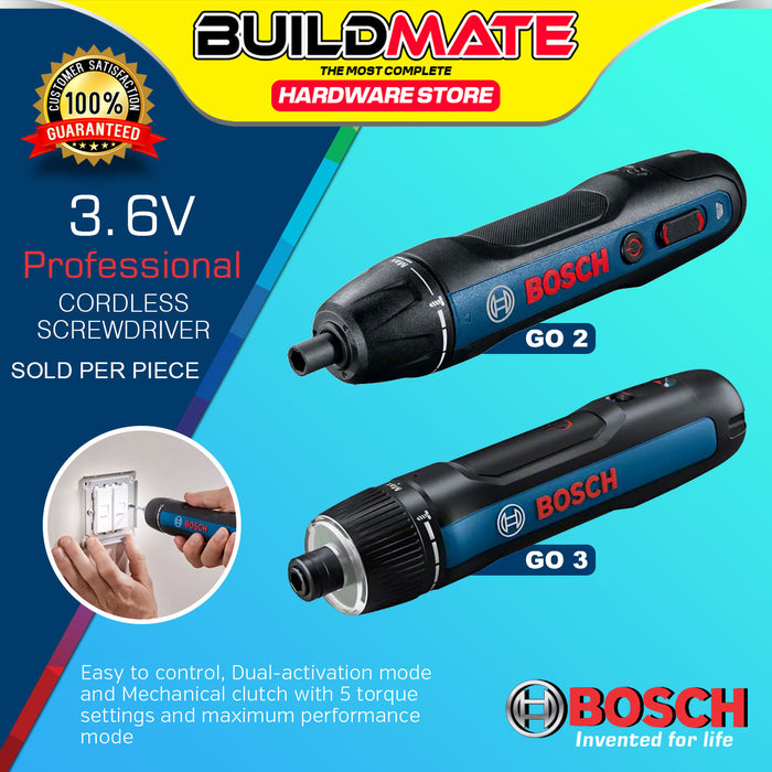 BUILDMATE Bosch 3.6V Lithium-Ion Cordless Screwdriver GO 3 / GO 2 Rechargeable Screw Driver 06019H2280 - BLC