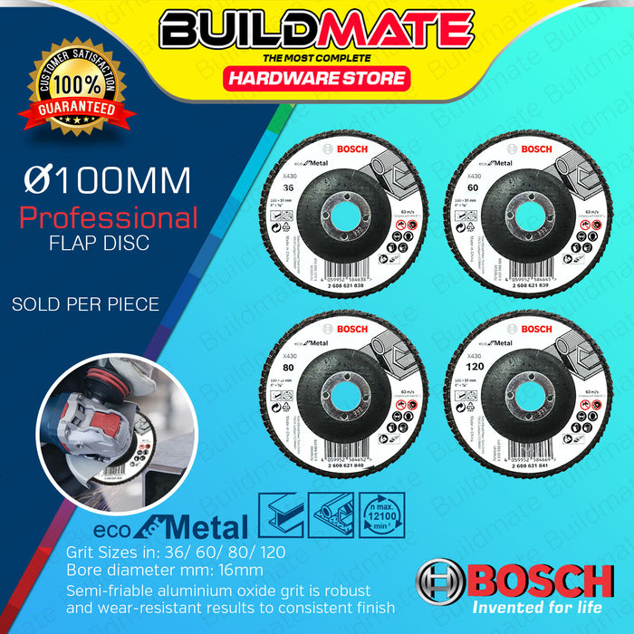 BUILDMATE Bosch 100MM Flap Disc Sanding Disc Wheel X430 36Grit - 120Grit ECO for Metal & Paint - BAX