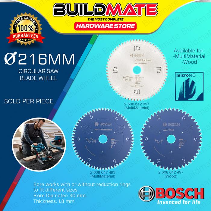 BUILDMATE Bosch 216MM 64T Circular Saw Blade Wheel Expert Multi Material / for Wood Cutting Disc BAX