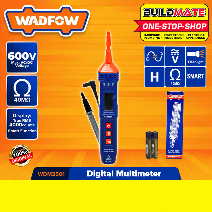 BUILDMATE Wadfow Digital Multimeter Tester 4000Counts CAT III 600V DC AC Volt Multimeter Electric Tester DC Voltage Tester AC Voltage Tester WDM3501 • WPT