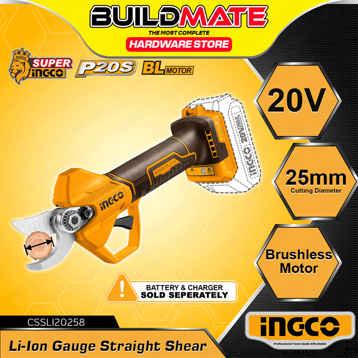 INGCO Li-Ion Cordless 20V Gauge Straight Shear Cutting Tool CSSLI20308 | CSSLI202581 •BUILDMATE ICPT