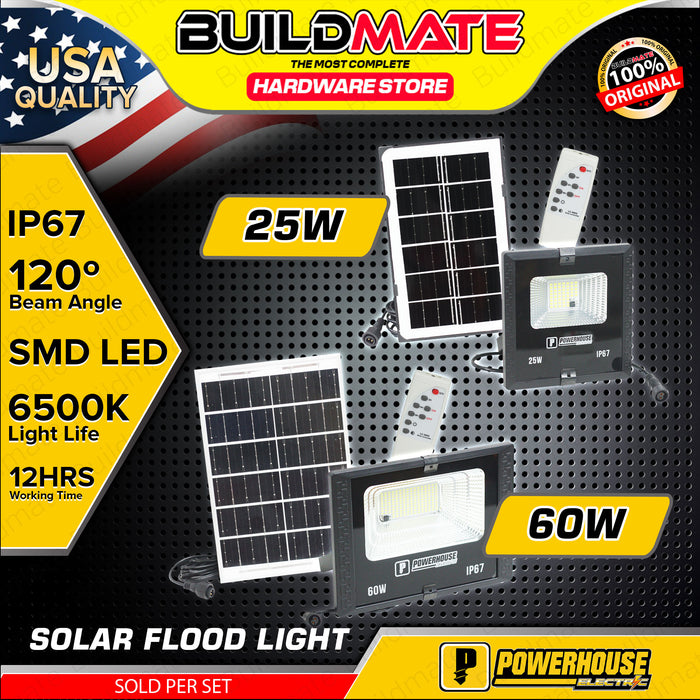 BUILDMATE Powerhouse LED Solar Flood Light 25W / 60W IP67 6500K Daylight Outdoor Weatherproof Solar Security Lamp PHE-SFL-SMD-IP67 - PHE