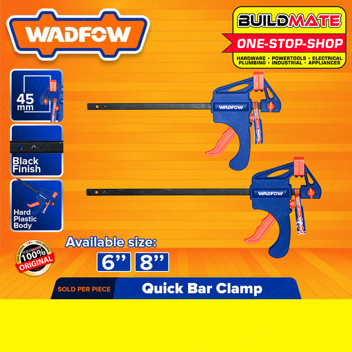 WADFOW Quick Bar Clamp 6" Inch | 8" Inch [SOLD PER PIECE] Quick Grip Wood Clamps Gear Bar Clamp Spreader Wood Clamps For Woodworking One-Handed WCP4386 / WCP4388 •BUILDMATE• WHT