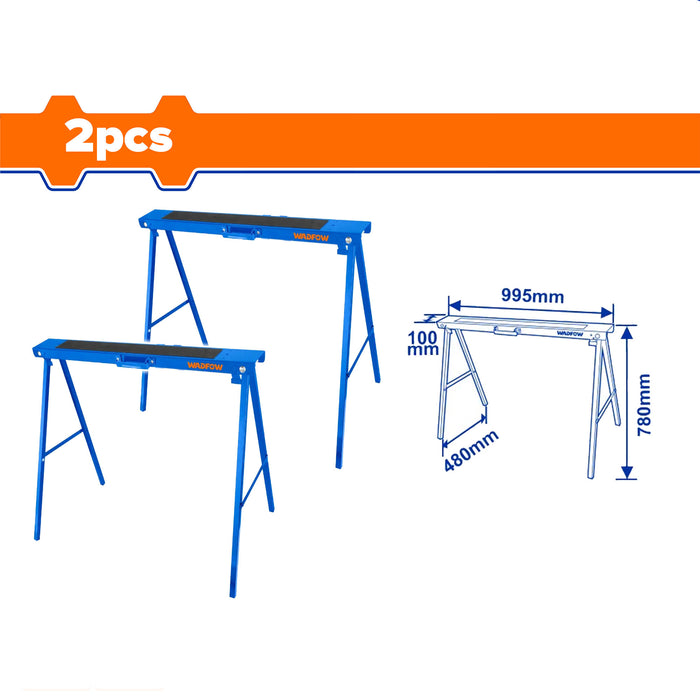 BUILDMATE Wadfow 2PCS/SET Sawhorse 100kg Jobsite Table Woodworking Folding Leg Stand WDZ1510 • WHT