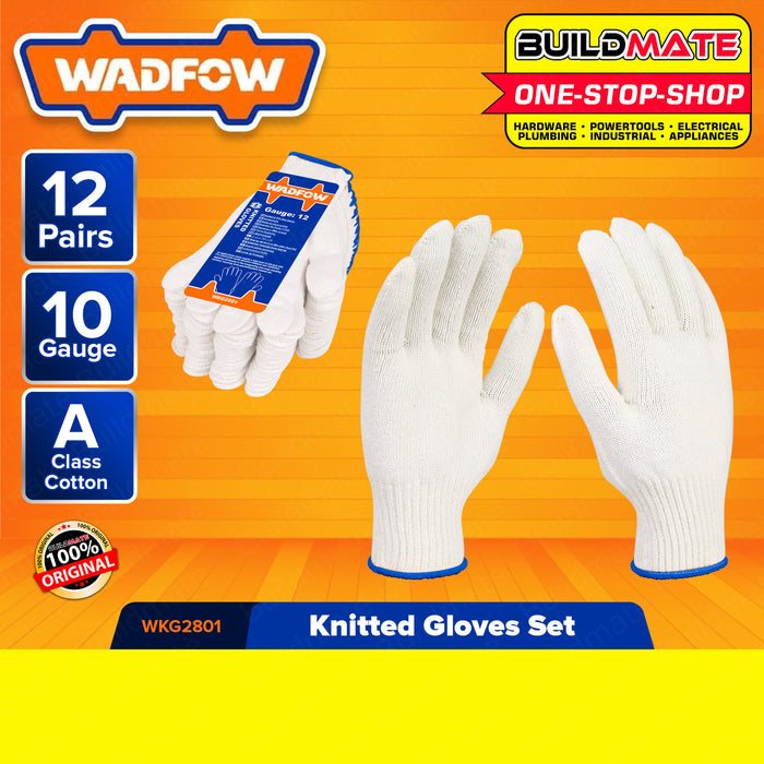 [12 PAIRS] WADFOW Knitted Gloves 10 XL Class Safety Protection For Work Gloves WKG2801 BUILDMATE WHT