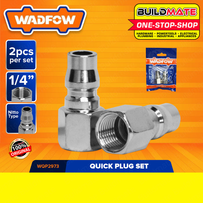 BUILDMATE Wadfow 2PCS/SET 1/4" Inch Quick Plug Quick Connector Pipe Air Compressor Quick Coupler Plug Air Hose Fittings Coupling Plug WQP2973 | WQP2953 • WHT