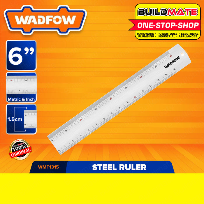 WADFOW 150mm 6" Inches Ruler Metric & Inch Stainless Steel Measuring Tool WRU1315 •BUILDMATE• WHT