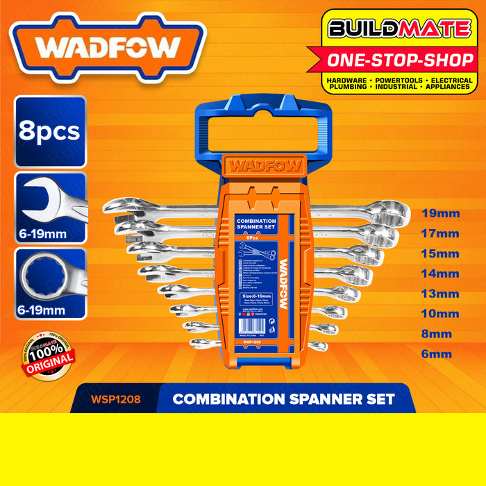 WADFOW 8pcs Combination Spanner Set 6-19mm Gear Ring Combination Wrench Set WSP1208 •BUILDMATE• WHT