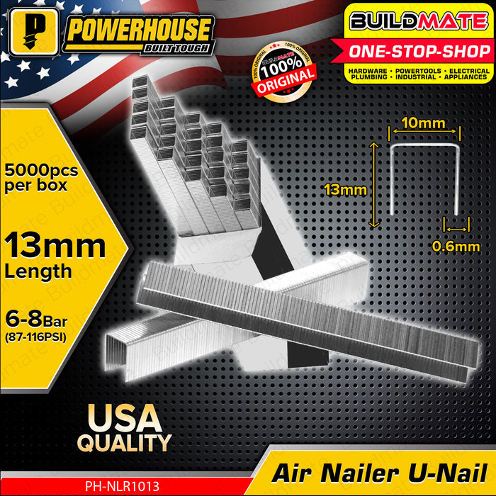 BUILDMATE Powerhouse Air Nailer U-Nails 10mm - 22mm U Shaped Nails U-Nails Staple Gun Tacker U Nail Brad Nails U Shaped Staple Nails U-Nails for Woodworking Framing Nailer Nails Pneumatic Nailer Nails • PTAA