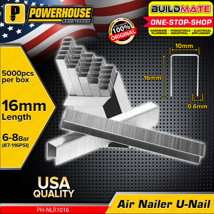 BUILDMATE Powerhouse Air Nailer U-Nails 10mm - 22mm U Shaped Nails U-Nails Staple Gun Tacker U Nail Brad Nails U Shaped Staple Nails U-Nails for Woodworking Framing Nailer Nails Pneumatic Nailer Nails • PTAA