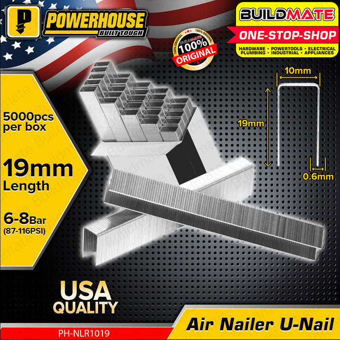 BUILDMATE Powerhouse Air Nailer U-Nails 10mm - 22mm U Shaped Nails U-Nails Staple Gun Tacker U Nail Brad Nails U Shaped Staple Nails U-Nails for Woodworking Framing Nailer Nails Pneumatic Nailer Nails • PTAA