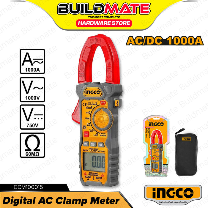 BUILDMATE Ingco Digital AC Clamp Meter 6000 Counts Voltage Voltmeter Tester Electrical Test Tool - IPT