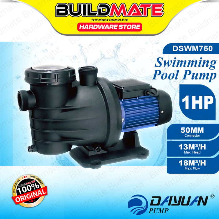 BUILDMATE Dayuan 1HP Swimming Pool Pump 18m³/h Max. Flow Electric Pool Circulation Water Pump DSWM750