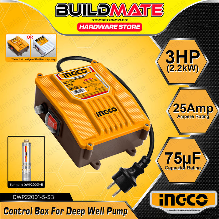 BUILDMATE Ingco Control Box for Deep Well Pump 3hp SPARE PARTS Replacement Pump Starter Box (For Item DWP22001-5) DWP22001-5-SB - IIT