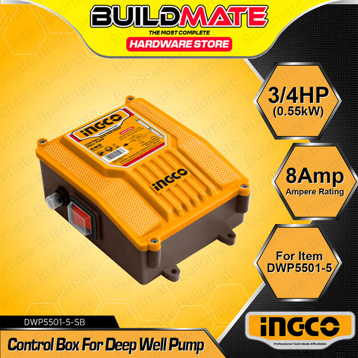 BUILDMATE Ingco Control Box for Deep Well Pump 3/4HP SPARE PARTS Replacement Pump Starter Box (For Item DWP5501-5) DWP5501-5-SB - IIT