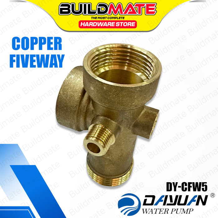 BUILDMATE Benelli / Dayuan Five (5) Way Water Tank Pump Plumbing Connector Adaptor Copper Cross Pipe Fitting  DY-CFW5