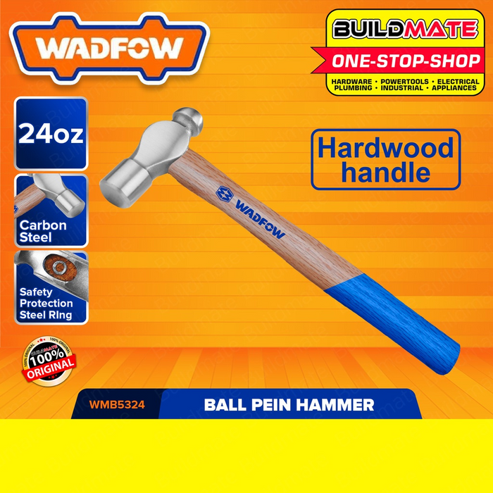 WADFOW Ballpein Hammer 24oz 660g Hardwood Handle Drop-forged Hammerhead WMB5324 •BUILDMATE• WHT