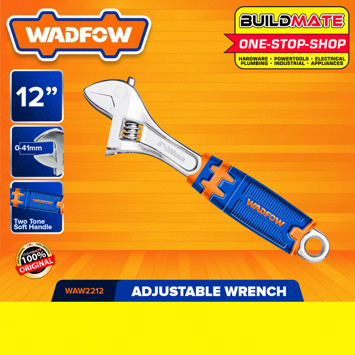 WADFOW Adjustable Wrench 12" Inch 300mm Unique Design Two Tone Handle Wrenches WAW2212 BUILDMATE WHT