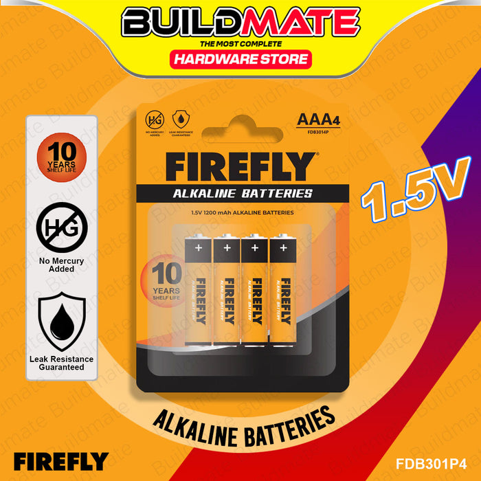 BUILDMATE Firefly Alkaline Batteries 1.5V 1200mAh AAA Non-Rechargeable Disposable Battery SOLD PER SET FDB301P2 / FDB301P4