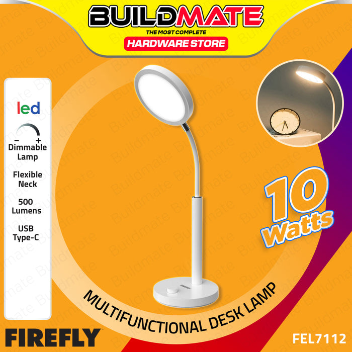 BUILDMATE Firefly Multifunction Dimmable Desk Lamp with Flexible Neck 10W Reading Study Office Work Lamp FEL7112