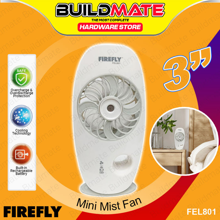 BUILDMATE Firefly Handy Foldable Fan Mini 3W | 3" Inch Multi functional Handy Mist Fan Rechargeable