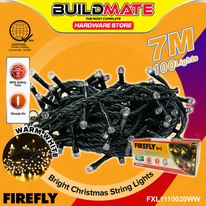 BUILDMATE Firefly LED Bright Christmas String Lights Dark Green Steady-On White / Warm White 100 Lights 7 Meters Indoor Decoration Fairy String Lighting