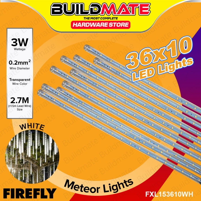 BUILDMATE Firefly LED Christmas Meteor Lights 36x10pcs White / Warm White Meteor Shower Rain Tubes LED Lights Falling Rain Christmas Lighting SOLD PER SET