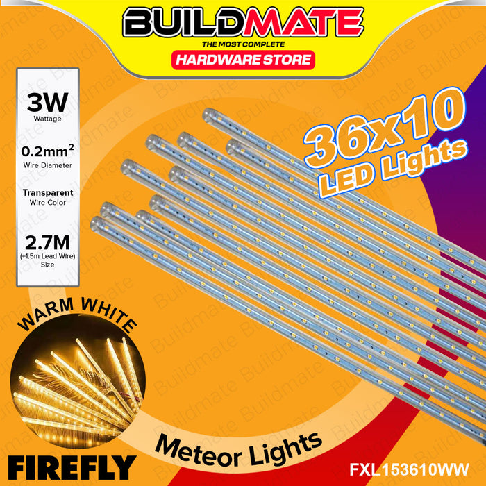 BUILDMATE Firefly LED Christmas Meteor Lights 36x10pcs White / Warm White Meteor Shower Rain Tubes LED Lights Falling Rain Christmas Lighting SOLD PER SET