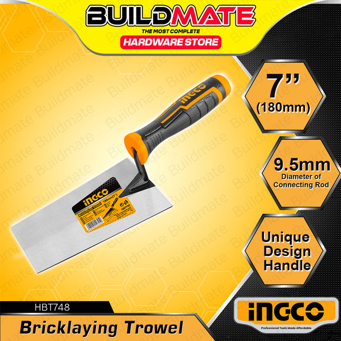 BUILDMATE Ingco Bricklaying Trowel 7" Inch Plastering Brick Layering Cement Smoothing Masonry Finishing Tool Constructions Trowels - IHT