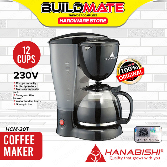 BUILDMATE Hanabishi Coffee Maker with Anti-Drip Feature and Heat Resistant Glass Carafe Coffee Machine HCM-20T