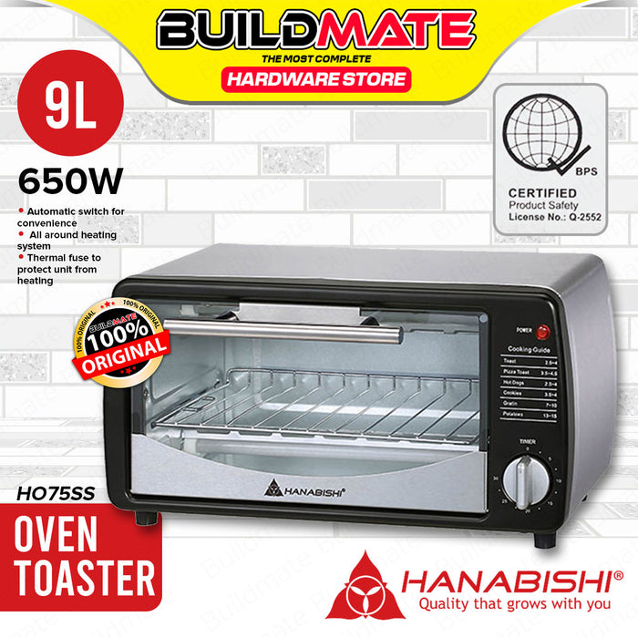 BUILDMATE Stainless Steel Oven Toaster 650W Kitchen Cooking Oven Appliances with 9 Liter Capacity HO 75SS