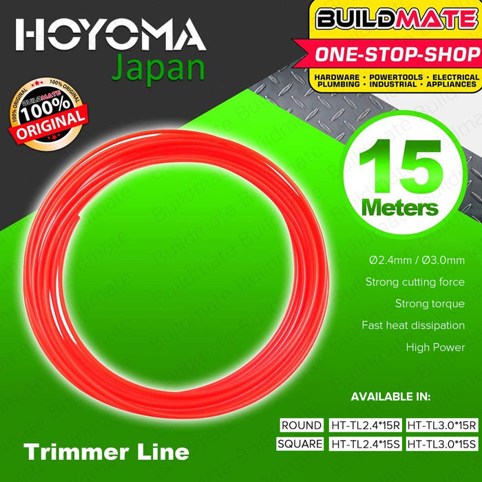 BUILDMATE Hoyoma / Powerhouse Nylon String Trimmer Line Square / Round 2.4MMx15M / 3MMx15M Weed Wacker Eater for Grass Trimmer&nbsp;