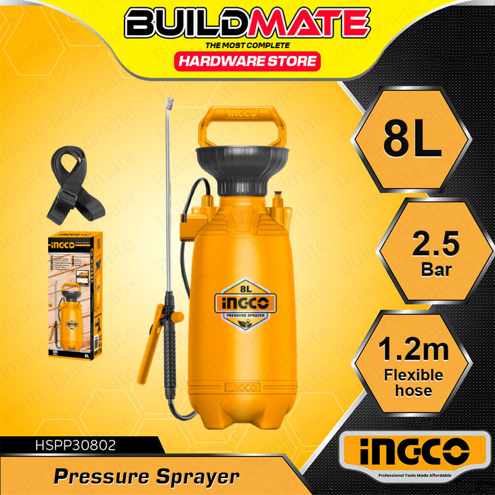 BUILDMATE Ingco Water Sprayer 5L/8L Handheld Garden Misting Spray Pressure Hand Pump Sprayer HSPP3051 / HSPP30502 / HSPP30802 - IHT