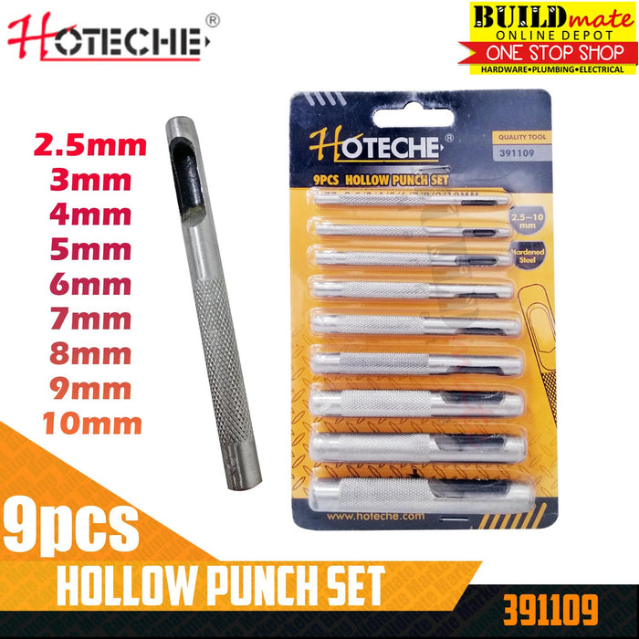 Hoteche 9PCS/SET Hollow Punch 2.5-10mm 391109 •BUILDMATE•