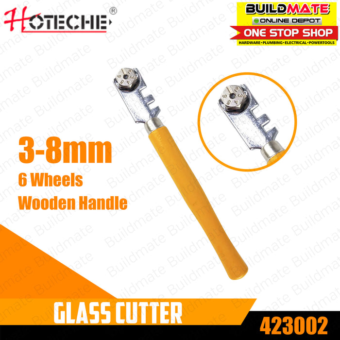 HOTECHE 6 Wheels Blade Glass Cutter Wooden Handle 423002 •BUILDMATE•