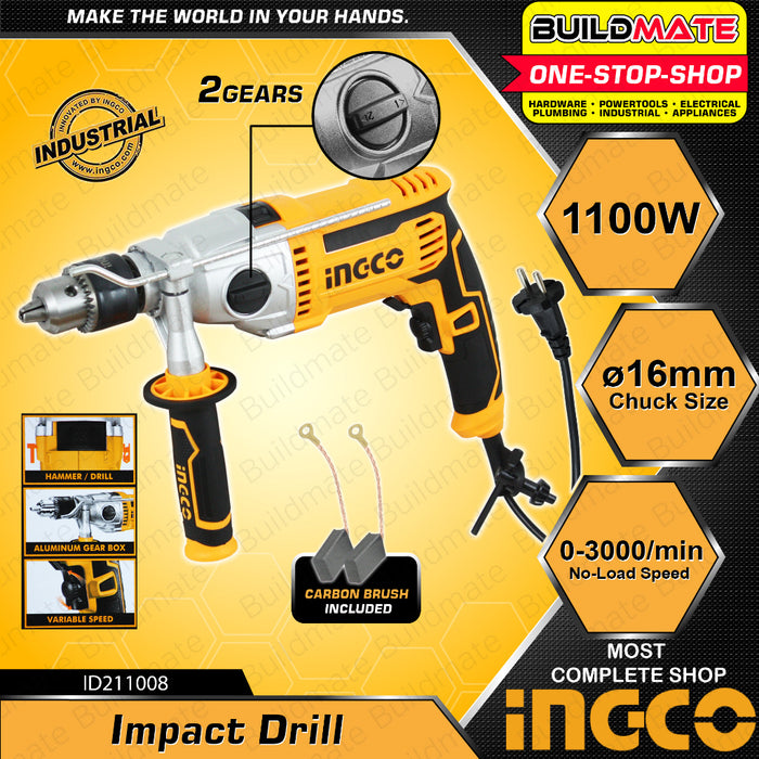 BUILDMATE Ingco 1100W 13mm Impact Drill Electric Hammer Drill