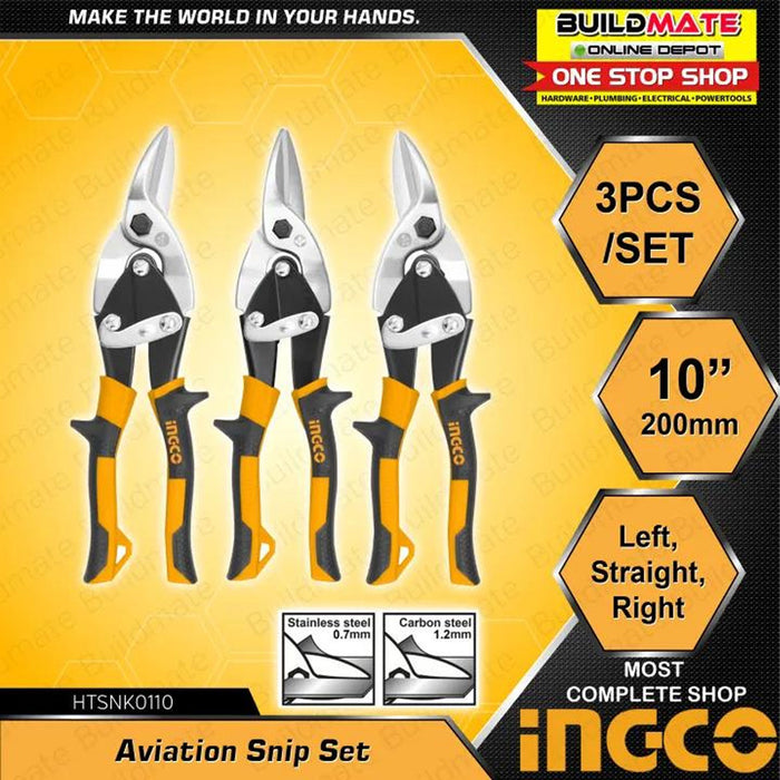 BUILDMATE Ingco 3PCS/SET Aviation Snip Straight / Left / Right Steel Metal Cutter Multifunction Cutting Shears HTSNK0110 IHT