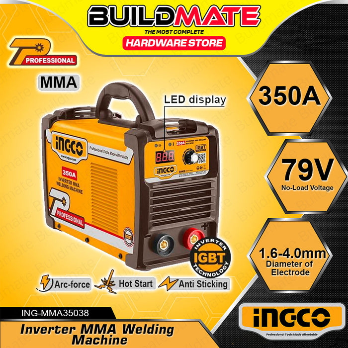 BUILDMATE Ingco HD Inverter MMA Welding Machine 10-350A IGBT Inverter Technology Anti-stick / Hot start / Arc-force Inverter Welder ING-MMA35038 - IPT