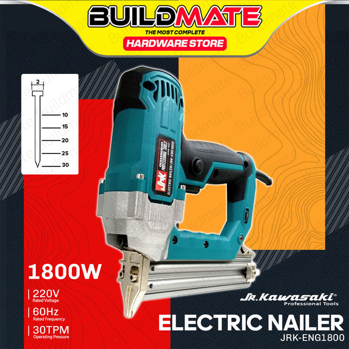 BUILDMATE Jr Kawasaki Electric Nailer 1800W 10-30mm Straight Nail Staple Gun Woodworking Power Tools for Carpentry JRK-ENG1800