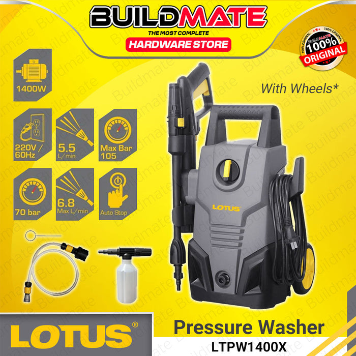 BUILDMATE Lotus Pressure Washer 1400W Car Washer Machine Power Spray Sprayer with Wheels LTPW1400X / without Wheels LTPW1400C2X - LPT