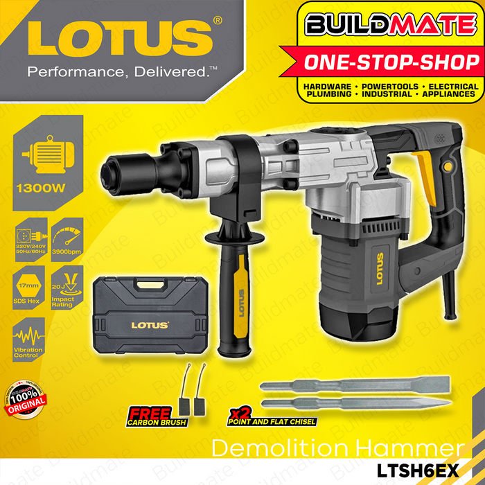 BUILDMATE Lotus Professional SDS Hex Demolition Hammer 1300W / 1050W Concrete Breaker Demolition Drill Jackhammer LTSH6EX / LTSH5X - LPT